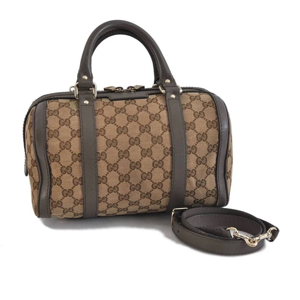 Auth GUCCI 2Way Shoulder Hand Boston Bag GG Canvas Leather 269876 Brown 1588C